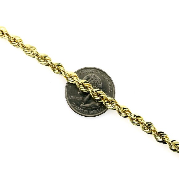 Real 10K Yellow Gold 5mm Rope Chain Necklace 22" inch - Picture 2 of 6
